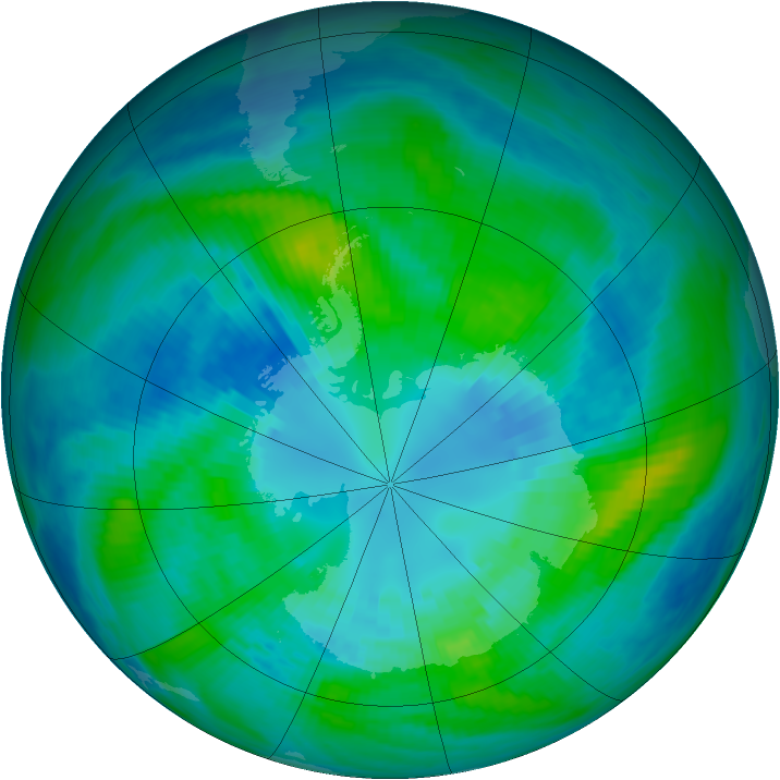 Antarctic ozone map for 09 April 1982